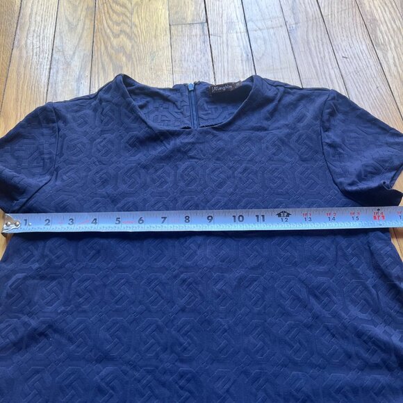 J.McLaughlin Size XS Blue Knot Print Jacquard Short Sleeve Swing Dress - Picture 9 of 13